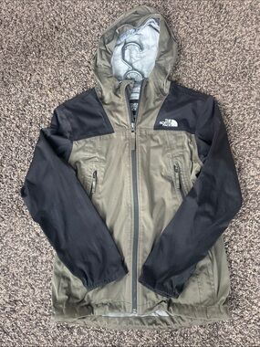The North Face Olive Green and Black Zip Hooded Shell